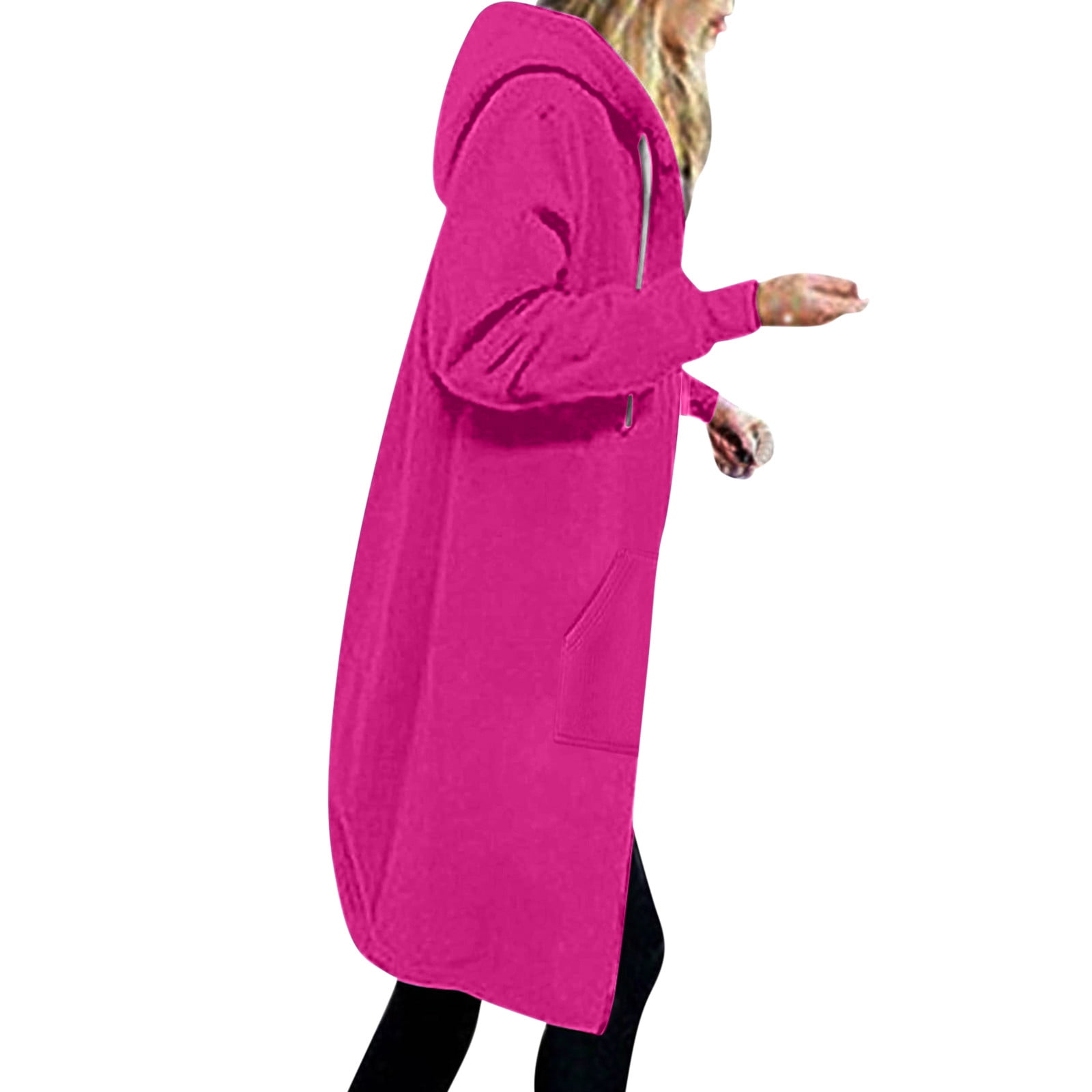 Jszlgo Long Hoodies for Women Zip Up Hoodie Casual Long Hoodies for Women Tunic Sweatshirts Jackets Winter Coat with Pockets Long Hooded Sweatshirts