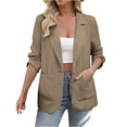 thumbnail image 1 of Jszlgo Womens Linen Blazer Casual Long Sleeve Lightweight One Button Jackets Spring Summer Suit, 1 of 7