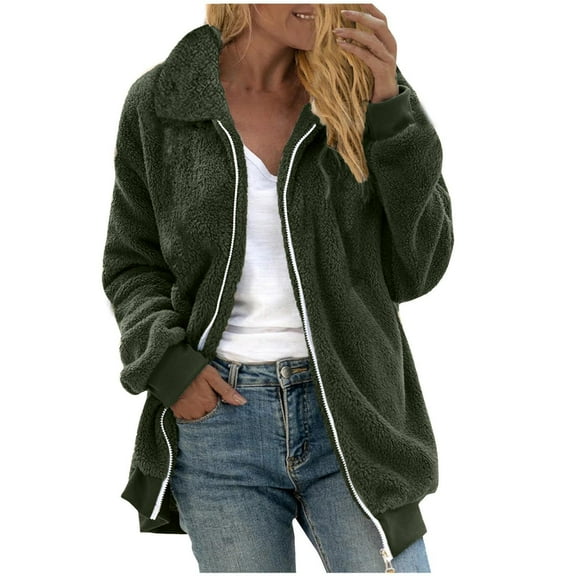 Jszlgo Womens Oversized Sherpa Jacket Fuzzy Fleece Jackets Zip Up Outerwear Sweater Coat with Hood Warm Jackets for Women