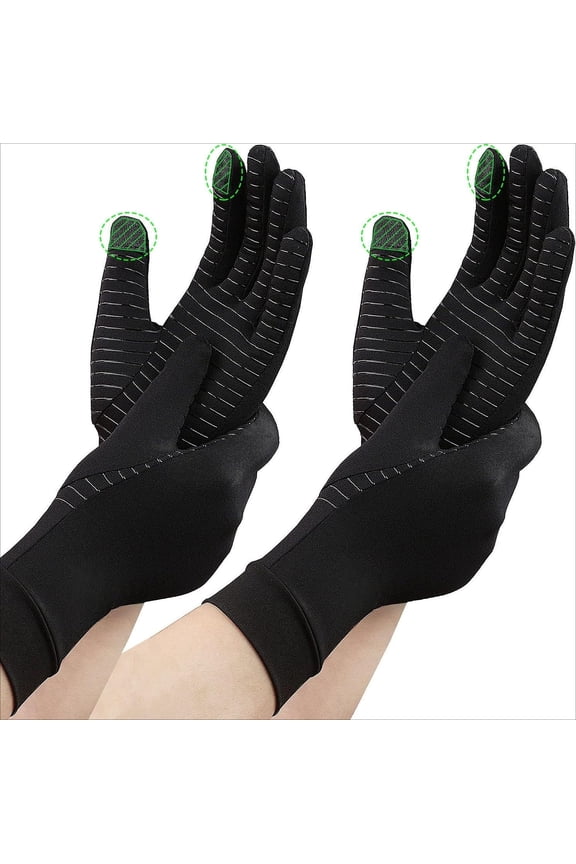 2-Pairs Pack Copper Full Finger Compression Gloves, Copper Arthritis Gloves for Women & Men Relieve Pain from Arthritis Pain, Swelling and Rheumatoid, and Everyday Hands Support