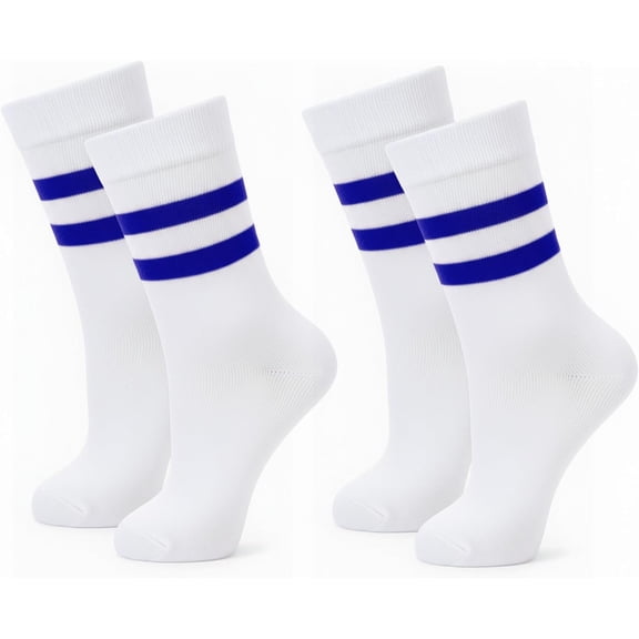 Jtbuh XLY 2 Pairs Women's Striped Crew Socks Cozy Casual Cotton Breathable Socks for Women Retro Athletic Unisex