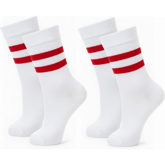 Jtbuh XLY 2 Pairs Women's Striped Crew Socks Cozy Casual Cotton Breathable Socks for Women Retro Athletic Unisex