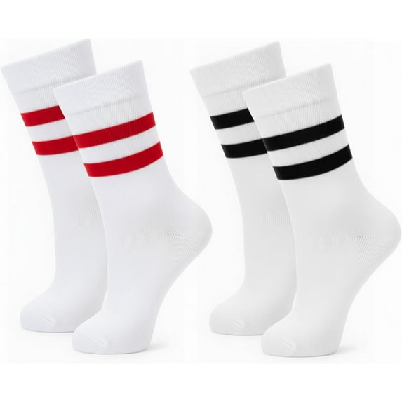 Jtbuh XLY 2 Pairs Women's Striped Crew Socks Cozy Casual Cotton Breathable Socks for Women Retro Athletic Unisex