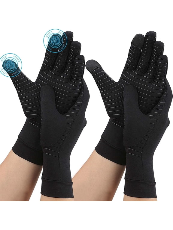 2 pairs of gloves with touch screen fingers, suitable for daily support, hand joint pain, carpal tunnel inflammation, tendinitis, trigger finger, suitable for men and women (small size)