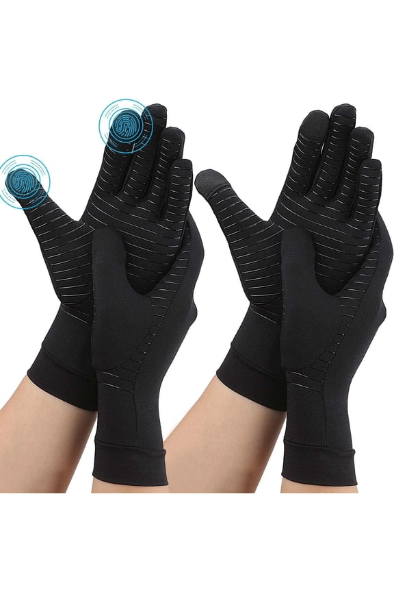 2 pairs of gloves with touch screen fingers, suitable for daily support, hand joint pain, carpal tunnel inflammation, tendinitis, trigger finger, suitable for men and women (small size)