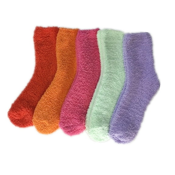Jtbuh XLY 5 Pairs White Fuzzy Socks Soft & Fluffy Dry-Breathable Winter Comfy Warm Hosiery for Christmas Thanksgiving Valentines Gifts
