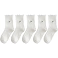 thumbnail image 1 of Jtbuh XLY 5 Pairs Women Ruffle Frilly Socks Flower Cotton Summer Winter Solid Crew Sock, 1 of 6
