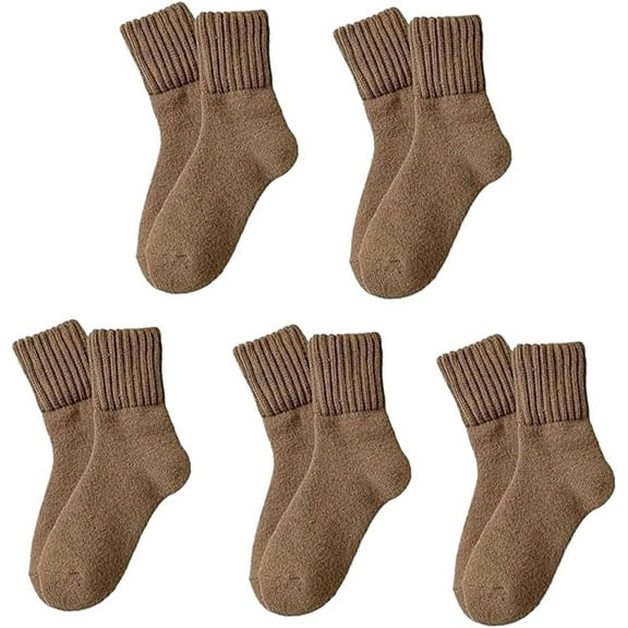 Jtbuh XLY 5 Pairs Women's Solid Mid-Calf Socks Fall Winter, Soft Thick Cotton Slouch Crew Socks for Women