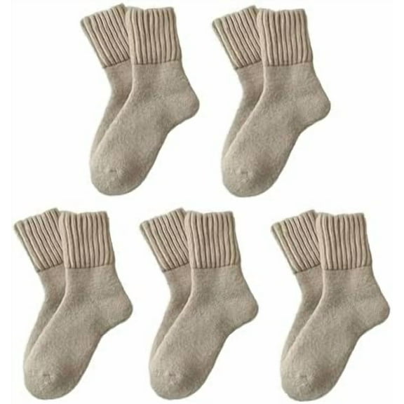 Jtbuh XLY 5 Pairs Women's Solid Mid-Calf Socks Fall Winter, Soft Thick Cotton Slouch Crew Socks for Women