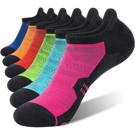 Jtbuh XLY 6 Pack Women's Ankle Running Socks Cushioned Low Cut Tab Athletic Socks