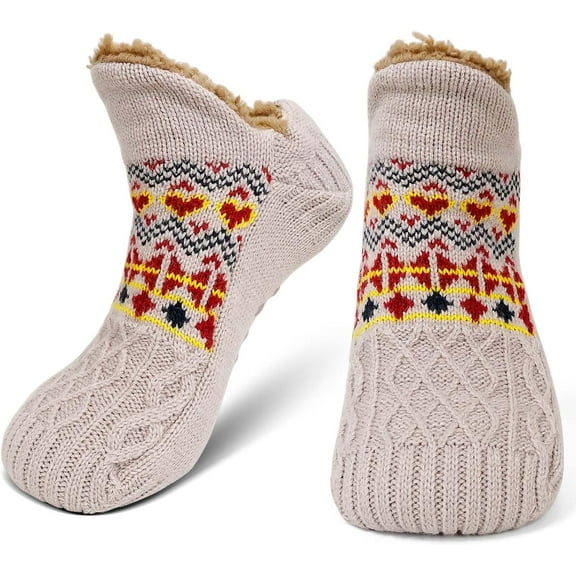 Jtbuh XLY Fuzzy Slipper Socks for Men Women Winter Warm Fluffy Cozy Thick Fleece Lined Comfy Non Slip Cabin House Socks Indoor