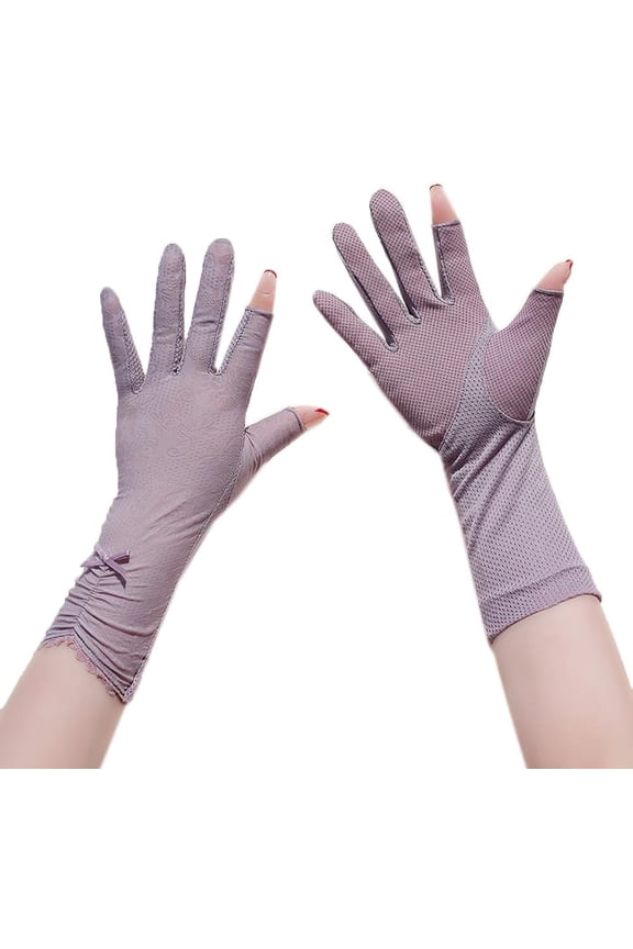 Ice Silk Summer Sun Gloves Breathable UV Protetion Sunblock Gloves Driving Non-slip Sunscreen Glove
