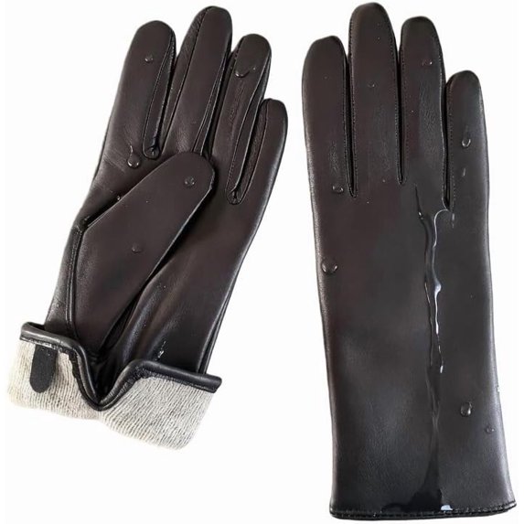 Jtbuh XLY Leather Gloves for Women,Lambskin Premium Wool Lined for Winter, Water-Resistant Driving Gloves