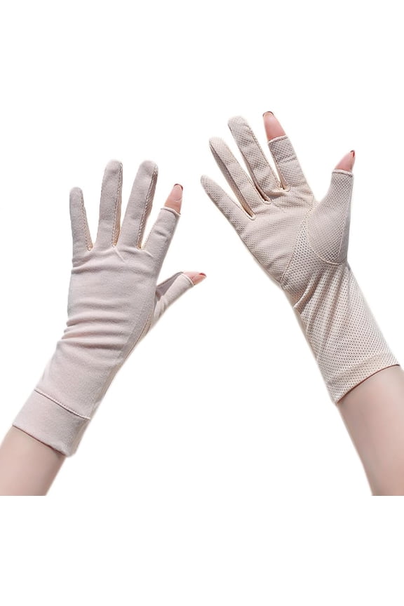 Medium Length Cotton Sunblock Gloves Summer UV Protetion Sun Gloves Women Sunscreen Driving Glove