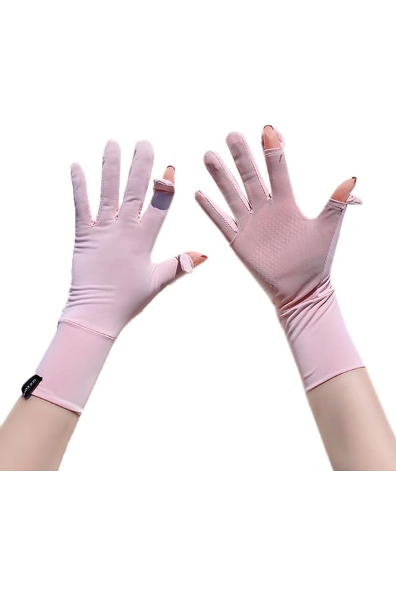 Medium Length Sun Gloves Ice Silk Thin Summer UV Protection Gloves Non-slip Women Sunblock Driving Glove