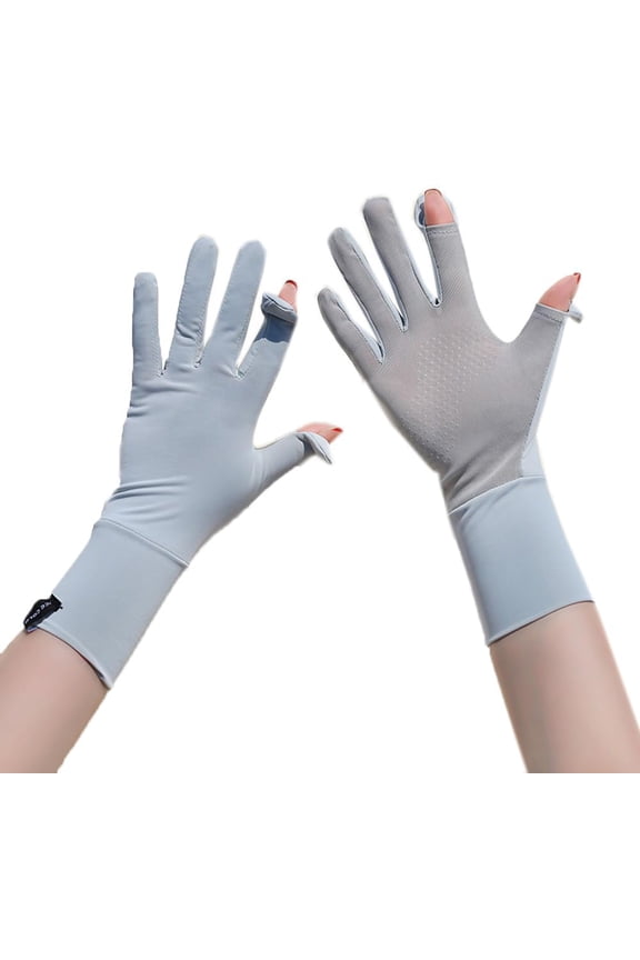 Medium Length Sun Gloves Ice Silk Thin Summer UV Protection Gloves Non-slip Women Sunblock Driving Glove