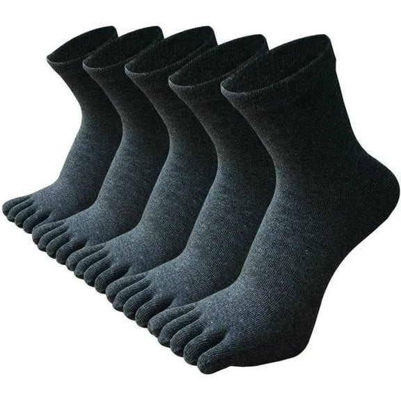 Jtbuh XLY Men'S Socks 5-Pair Autumn/Winter Style Black And White Solid Color Thick Five-Toe Socks