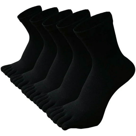 Jtbuh XLY Men'S Socks 5-Pair Autumn/Winter Style Black And White Solid Color Thick Five-Toe Socks