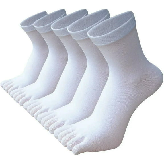 Jtbuh XLY Men'S Socks 5-Pair Autumn/Winter Style Black And White Solid Color Thick Five-Toe Socks