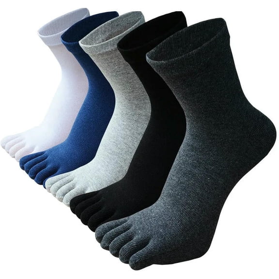 Jtbuh XLY Men'S Socks 5-Pair Autumn/Winter Style Black And White Solid Color Thick Five-Toe Socks