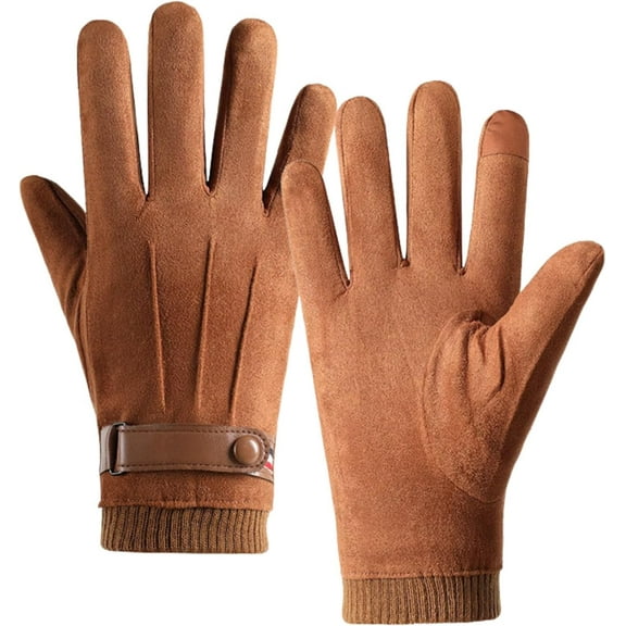 Jtbuh XLY Men's Suede Winter Gloves, Warm Fleece Lined, Touchscreen Compatible,Suit for Driving & Cycling