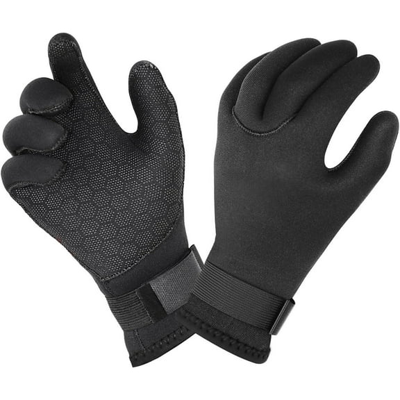 Jtbuh XLY Neoprene Water Gloves, Winter Fleece-Lined 3mm Five Finger Warm Wetsuit Winter Gloves for Scuba Diving Snorkeling Surfing