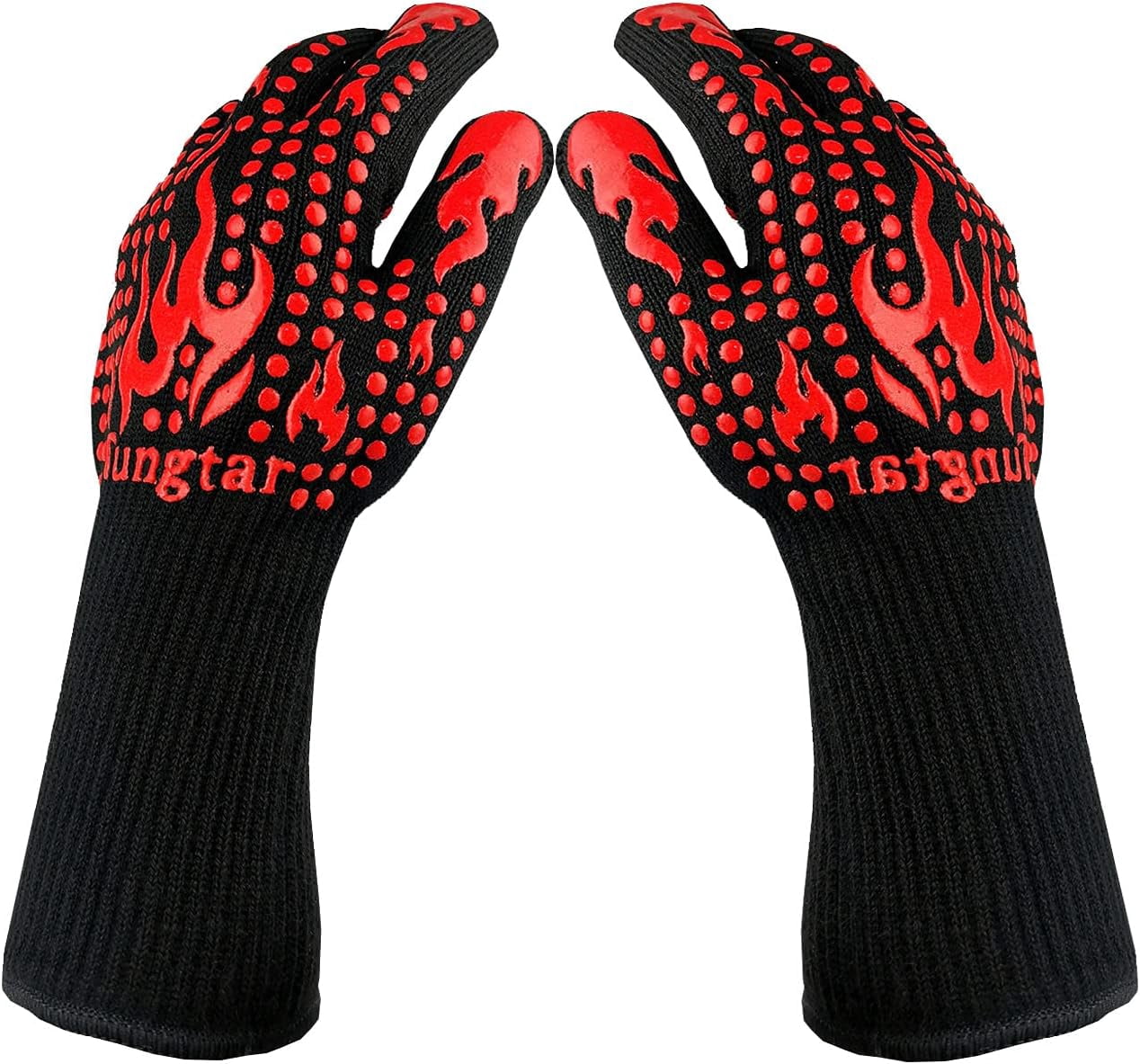 Jtbuh XLY Oven Mitts Heat Resistant BBQ Proof Glove 11Inch 1472℉ Grill Glove Proof Heat for Women Men BBQ Gloves Gift Set Cooking Gloves for Cooking, Grilling, Baking, Welding (White Blue)