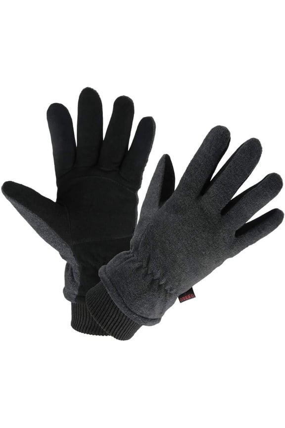 Winter Gloves Deerskin Suede Leather and Insulated Polar Fleece Water Resistant Thermal Gifts for Men and Women