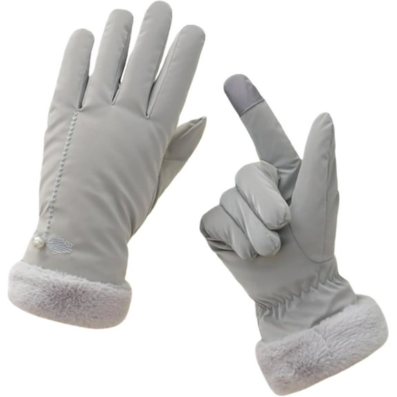 Jtbuh XLY Winter Gloves Women'S Winter Ethnic Style Outdoor Warm Thickened Fleece Waterproof Touch Screen Full Finger Gloves