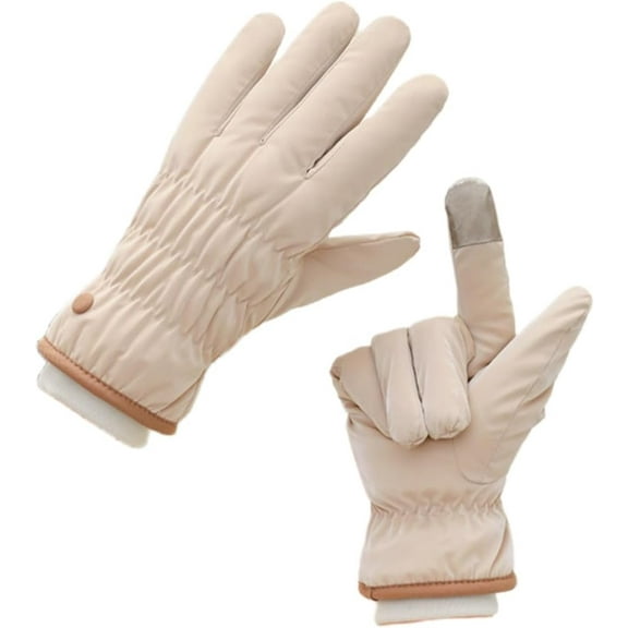 Jtbuh XLY Winter Gloves Women'S Winter Ethnic Style Outdoor Warm Thickened Fleece Waterproof Touch Screen Full Finger Gloves