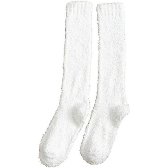 Jtbuh XLY Winter Warm Coral Fleece Thermo Socks Women Knee High White Socks for Girls Soks Solid Thicken Plush Sleep Socken