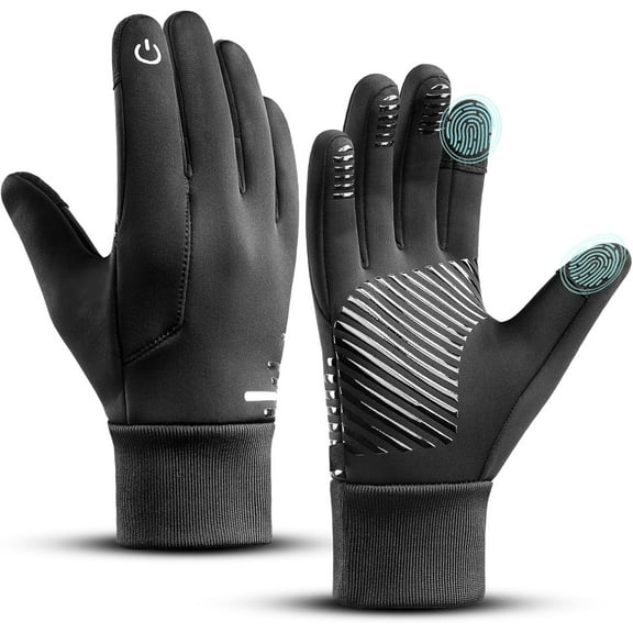 Jtbuh XLY Winter Warm Gloves Men Women, Windproof Waterproof Thermal with Touchscreen Fingers & Anti-Slip Palm for Cool Weather Running Cycling Driving Hiking Biking Walking Sports Soccer