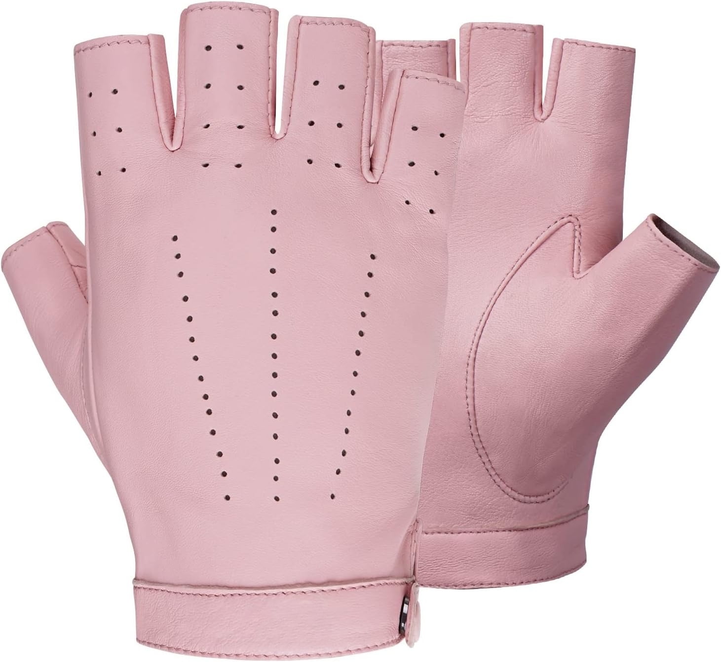 Jtbuh XLY Women Fingerless Leather Gloves - Driving Motorcycle Biker Gloves - Unlined Half Finger