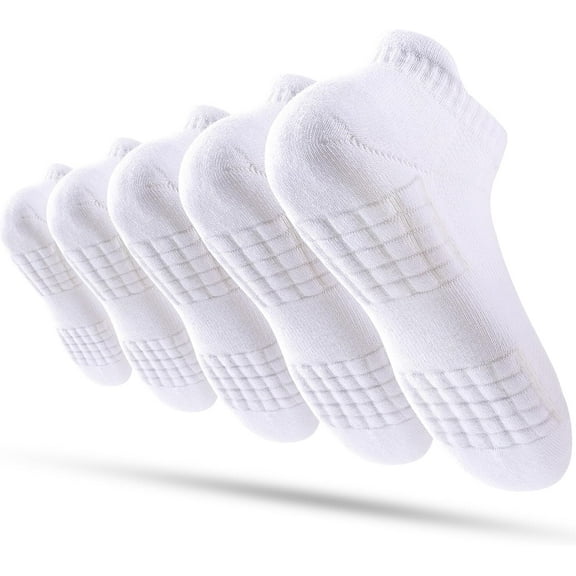 Jtbuh XLY Women's Ankle Athletic Running Socks, Anti-Blister Cotton Cushioned Wicking Socks (5 Pairs)