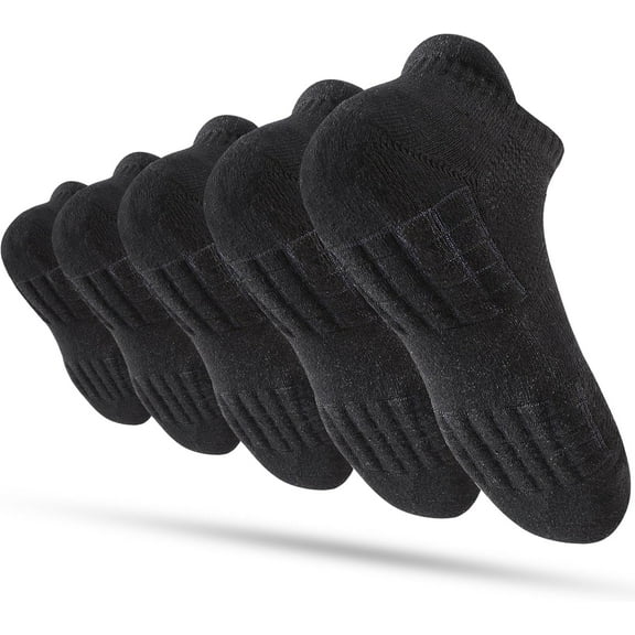 Jtbuh XLY Women's Ankle Athletic Running Socks, Anti-Blister Cotton Cushioned Wicking Socks (5 Pairs)
