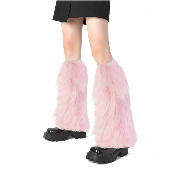 Jtbuh XLY Women's Faux Fur Leg Warmers Y2k Winter Warm Boot Covers Cuffs 80s Socks for Themed Birthday Party