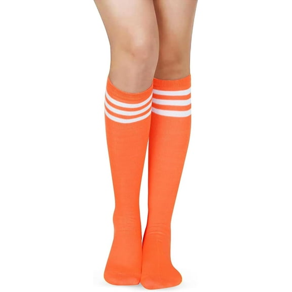 Jtbuh XLY Women's Knee High Athletic Socks Casual Stripes Tube Socks Outdoor Sport Socks