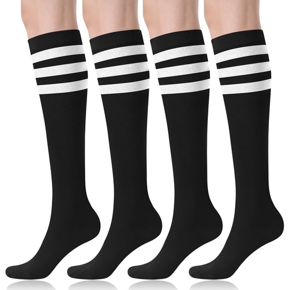Jtbuh XLY Women's Knee High Socks Outdoor Sport Athletic Socks Casual Stripe Tube Socks 1-4 Pack