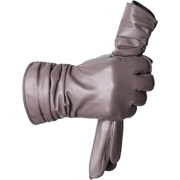 Jtbuh XLY Women's Winter Sheepskin Leather Gloves – Touchscreen Thin Driving Gloves with Soft Fleece Lining, Short Cuff, Warm