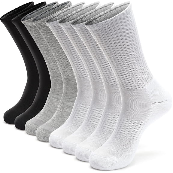 Jtbuh XLY Women's and Men's 3-8 Pairs Athletic Cushion Crew Socks Multi