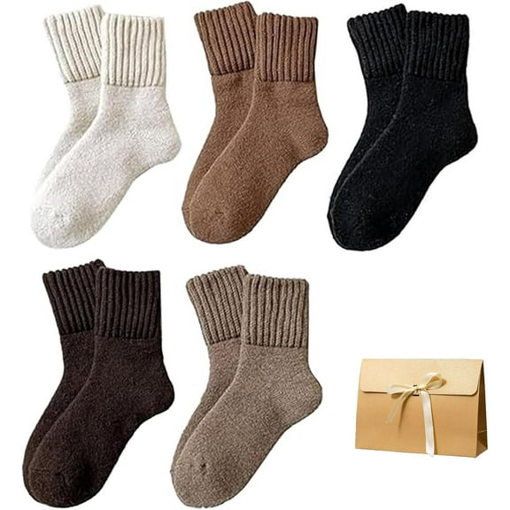 Jtbuh XLY Womens Solid Mid-Calf Socks, Casual Soft Comfy Warm Socks for Fall & Winter, Women's Socks for Daily Wear