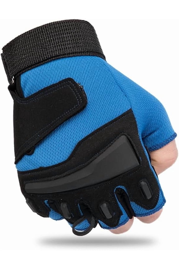Sports Half-Finger Gloves Spring and Summer Outdoor Gloves Fitness Non-Slip Cycling Gloves Fingerless (Color : Blue, Size : L)