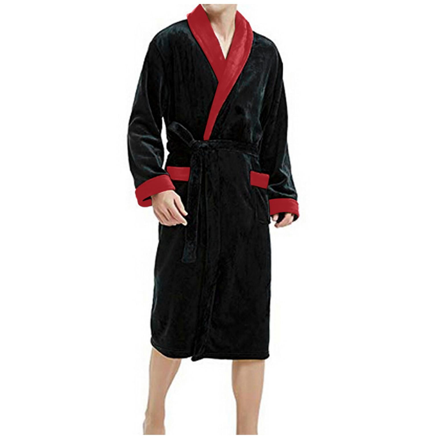 Jtckarpu Men's Shawl Maxi Jersey Bathrobes Long Plush Luxury SPA