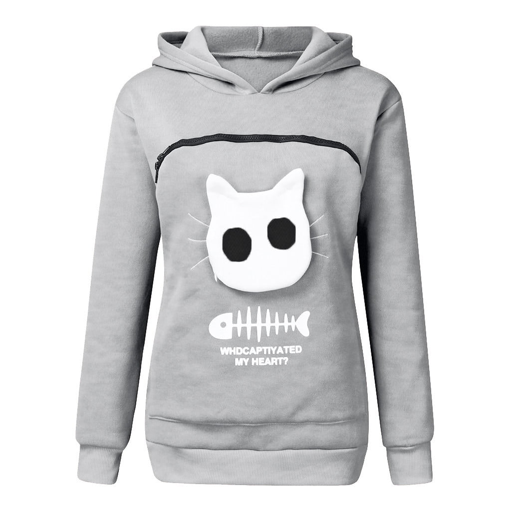 Mens cat pouch store hoodie