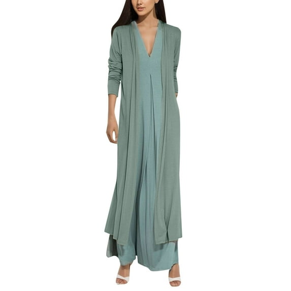 Jtckarpu Women Floor Length Open Front Drape Cardigan Lightweight Long Sleeve Maxi Duster with Pockets (S-3XL)