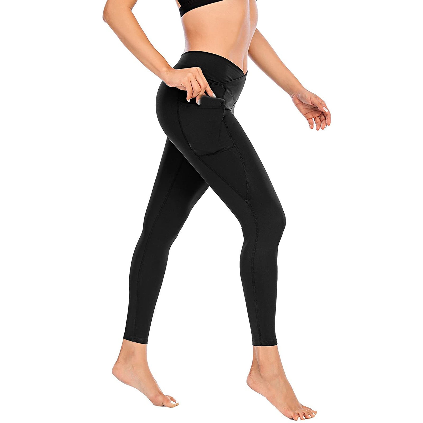 Kuda Moda Women 3 inch Wide Waistband Full Length Ankle Legging Pants Yoga  Sports