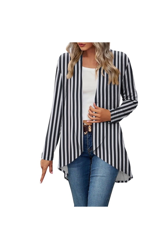 Breathable Cover Ups Dusters Tops Open Front Lightweight Cardigan for Women Plus Siz High Low Hem Long Sleeve Soft Thin Cardigans Trendy Casual Loose Black L