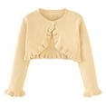 thumbnail image 1 of Jtjvou Girls Cozy Sweater Bolero Shrug Lightweight Cardigan for Kids Casual Loose Fashion Fall Clothes Spring Cropped Jacket Long Sleeve Open Front Beige 3 Years, 1 of 6