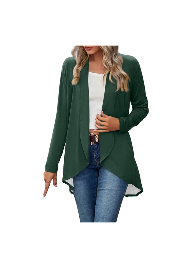 Lightweight Cardigan for Women Plus Siz High Low Hem Tops Open Front Long Sleeve Casual Loose Breathable Cover Ups Dusters Trendy Soft Thin Cardigans Army Green S