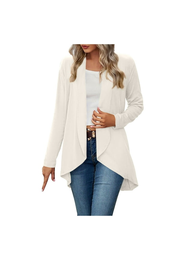 Lightweight Cardigan for Women Plus Siz High Low Hem Tops Open Front Long Sleeve Casual Loose Breathable Cover Ups Dusters Trendy Soft Thin Cardigans Beige M